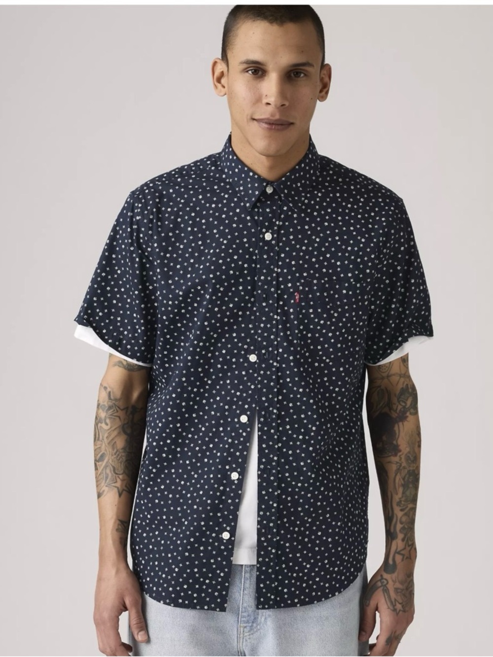 Michael Kors Navy Short-Sleeve Button-Down Shirt